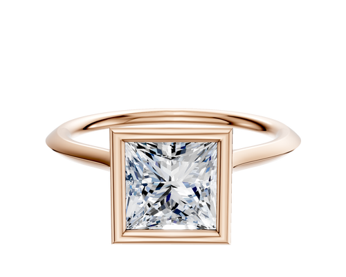 18K Rose Gold Bezel Full Bezel North/South Cathedral Knife Edge 1.5mm Engagement Ring