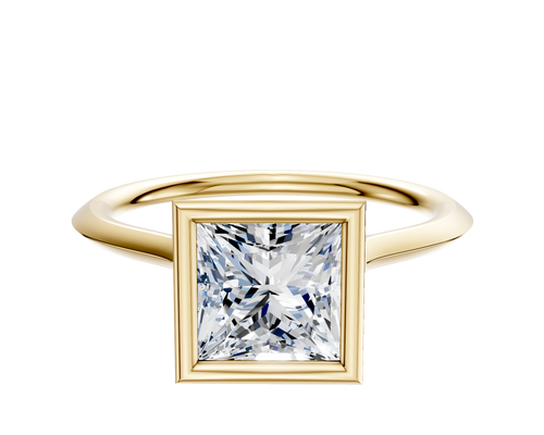 14K Yellow Gold Bezel Full Bezel North/South Cathedral Knife Edge 1.5mm Engagement Ring
