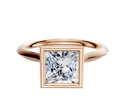 18K Rose Gold Bezel Full Bezel North/South Cathedral Knife Edge 2.0mm Engagement Ring