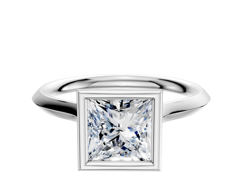 18K White Gold Bezel Full Bezel North/South Cathedral Knife Edge 2.0mm Engagement Ring