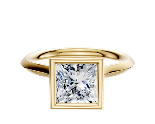 14K Yellow Gold Bezel Full Bezel North/South Cathedral Knife Edge 2.0mm Engagement Ring