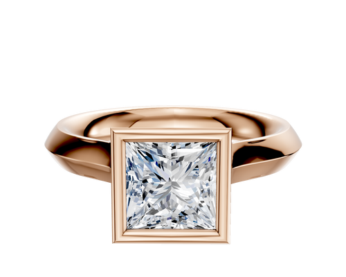 18K Rose Gold Bezel Full Bezel North/South Cathedral Knife Edge 3.0mm Engagement Ring