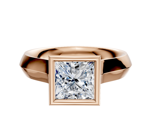 18K Rose Gold Bezel Full Bezel North/South Cathedral Knife Edge 4.0mm Engagement Ring