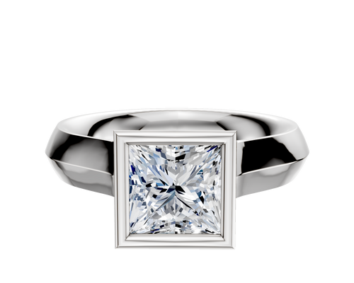 14K White Gold Bezel Full Bezel North/South Cathedral Knife Edge 4.0mm Engagement Ring