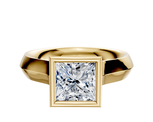 14K Yellow Gold Bezel Full Bezel North/South Cathedral Knife Edge 4.0mm Engagement Ring