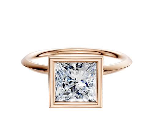 18K Rose Gold Bezel Full Bezel North/South Classic Knife Edge 1.5mm Engagement Ring