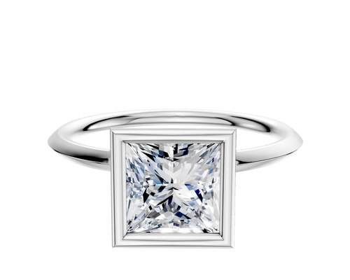 Platinum Bezel Full Bezel North/South Classic Knife Edge 1.5mm Engagement Ring