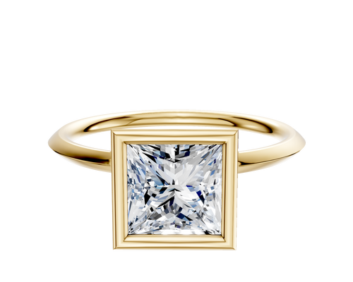 14K Yellow Gold Bezel Full Bezel North/South Classic Knife Edge 1.5mm Engagement Ring