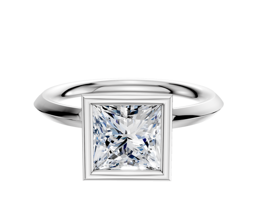 18K White Gold Bezel Full Bezel North/South Classic Knife Edge 2.0mm Engagement Ring