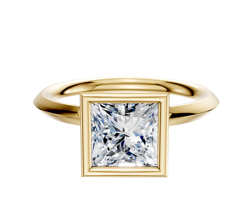 14K Yellow Gold Bezel Full Bezel North/South Classic Knife Edge 2.0mm Engagement Ring