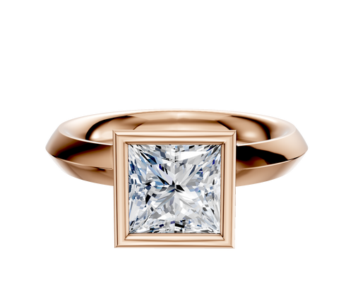 18K Rose Gold Bezel Full Bezel North/South Classic Knife Edge 3.0mm Engagement Ring