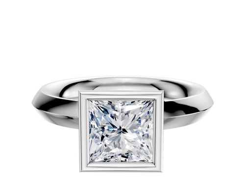 Platinum Bezel Full Bezel North/South Classic Knife Edge 3.0mm Engagement Ring
