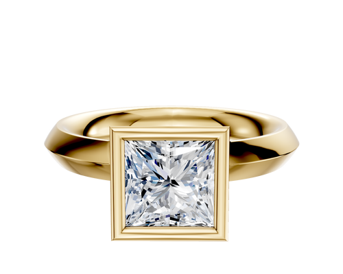14K Yellow Gold Bezel Full Bezel North/South Classic Knife Edge 3.0mm Engagement Ring