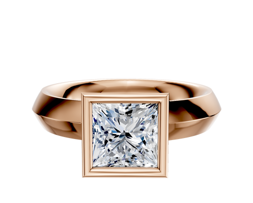 14K Rose Gold Bezel Full Bezel North/South Classic Knife Edge 4.0mm Engagement Ring