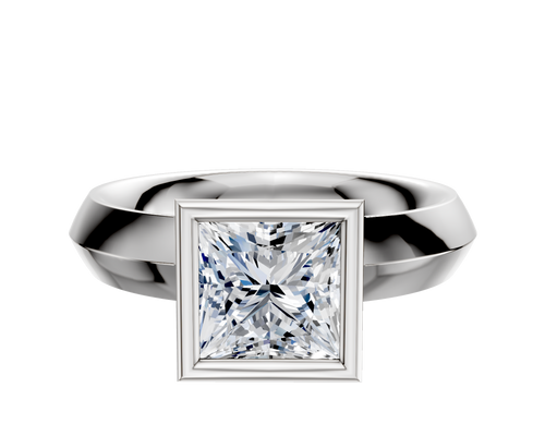 Platinum Bezel Full Bezel North/South Classic Knife Edge 4.0mm Engagement Ring