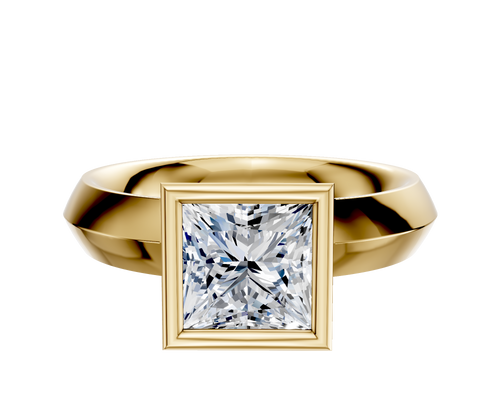 18K Yellow Gold Bezel Full Bezel North/South Classic Knife Edge 4.0mm Engagement Ring