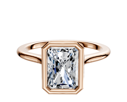18K Rose Gold Bezel Full Bezel North/South Cathedral Dome 1.5mm Engagement Ring