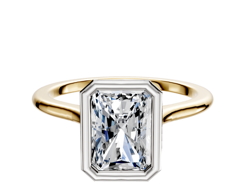 14K Two Tone Bezel Full Bezel North/South Cathedral Dome 1.5mm Engagement Ring