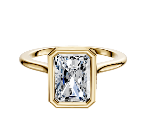14K Yellow Gold Bezel Full Bezel North/South Cathedral Dome 1.5mm Engagement Ring