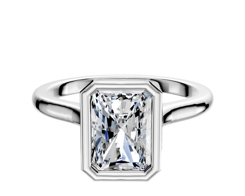 18K White Gold Bezel Full Bezel North/South Cathedral Dome 2.0mm Engagement Ring