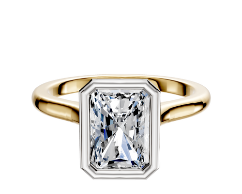 18K Two Tone Bezel Full Bezel North/South Cathedral Dome 2.0mm Engagement Ring