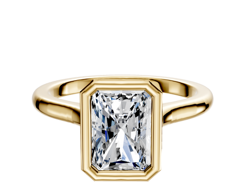 14K Yellow Gold Bezel Full Bezel North/South Cathedral Dome 2.0mm Engagement Ring