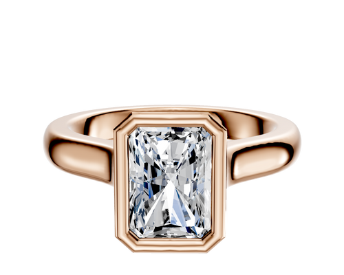 18K Rose Gold Bezel Full Bezel North/South Cathedral Dome 3.0mm Engagement Ring