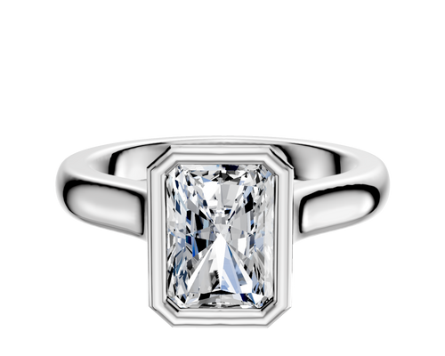 14K White Gold Bezel Full Bezel North/South Cathedral Dome 3.0mm Engagement Ring