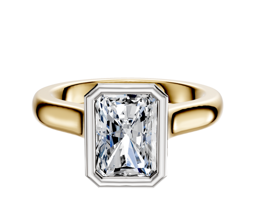 14K Two Tone Bezel Full Bezel North/South Cathedral Dome 3.0mm Engagement Ring