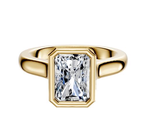 18K Yellow Gold Bezel Full Bezel North/South Cathedral Dome 3.0mm Engagement Ring