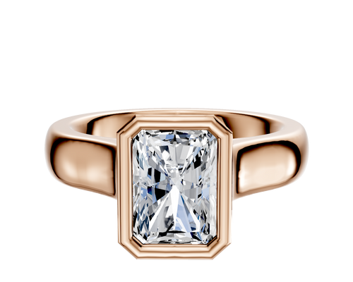 18K Rose Gold Bezel Full Bezel North/South Cathedral Dome 4.0mm Engagement Ring