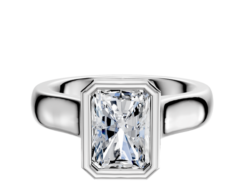 18K White Gold Bezel Full Bezel North/South Cathedral Dome 4.0mm Engagement Ring