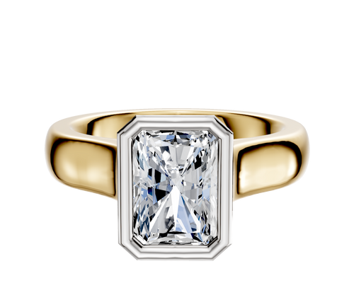 18K Two Tone Bezel Full Bezel North/South Cathedral Dome 4.0mm Engagement Ring