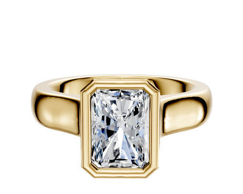 14K Yellow Gold Bezel Full Bezel North/South Cathedral Dome 4.0mm Engagement Ring