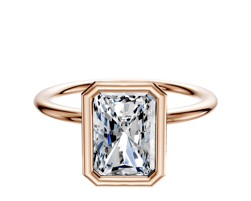 18K Rose Gold Bezel Full Bezel North/South Classic Dome 1.5mm Engagement Ring