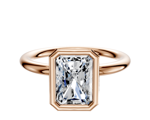 18K Rose Gold Bezel Full Bezel North/South Classic Dome 2.0mm Engagement Ring