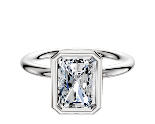 14K White Gold Bezel Full Bezel North/South Classic Dome 2.0mm Engagement Ring