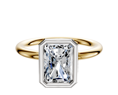 18K Two Tone Bezel Full Bezel North/South Classic Dome 2.0mm Engagement Ring