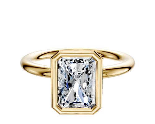 14K Yellow Gold Bezel Full Bezel North/South Classic Dome 2.0mm Engagement Ring