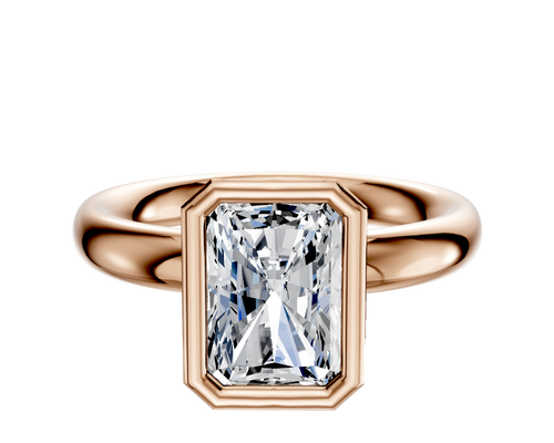 18K Rose Gold Bezel Full Bezel North/South Classic Dome 3.0mm Engagement Ring