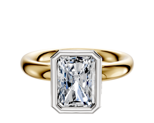 14K Two Tone Bezel Full Bezel North/South Classic Dome 3.0mm Engagement Ring