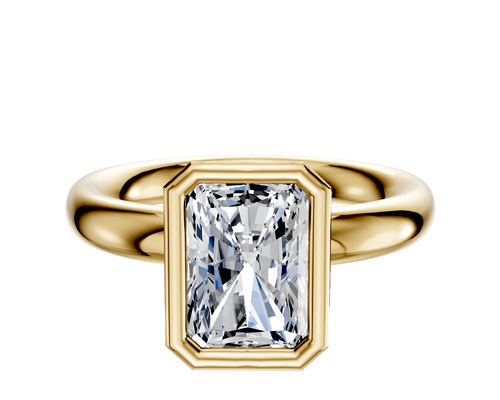 18K Yellow Gold Bezel Full Bezel North/South Classic Dome 3.0mm Engagement Ring