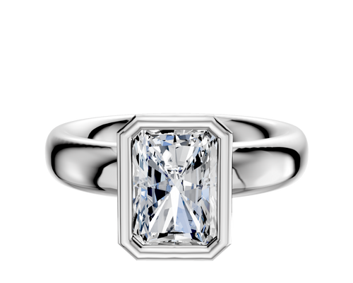 14K White Gold Bezel Full Bezel North/South Classic Dome 4.0mm Engagement Ring