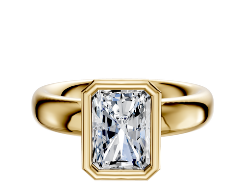 14K Yellow Gold Bezel Full Bezel North/South Classic Dome 4.0mm Engagement Ring
