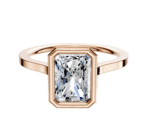 18K Rose Gold Bezel Full Bezel North/South Cathedral Flat 1.5mm Engagement Ring