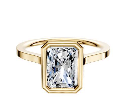 18K Yellow Gold Bezel Full Bezel North/South Cathedral Flat 1.5mm Engagement Ring