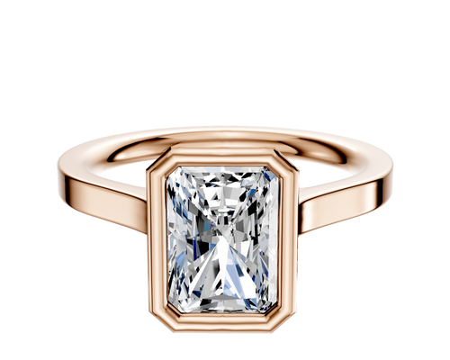 14K Rose Gold Bezel Full Bezel North/South Cathedral Flat 2.0mm Engagement Ring