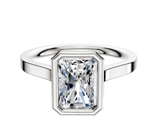 Platinum Bezel Full Bezel North/South Cathedral Flat 2.0mm Engagement Ring