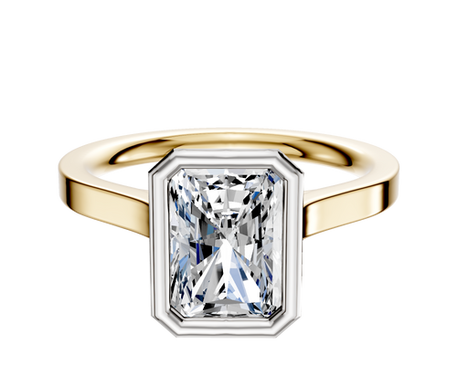 18K Two Tone Bezel Full Bezel North/South Cathedral Flat 2.0mm Engagement Ring