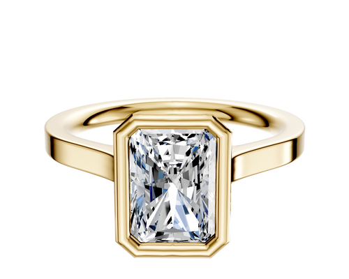 14K Yellow Gold Bezel Full Bezel North/South Cathedral Flat 2.0mm Engagement Ring